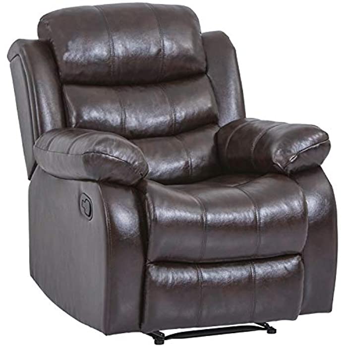 Recliner Chair Reclining Sofa Couch Sofa Leather Home Theater Seating Manual Recliner Motion for Living Room (Single Sofa, Brown)