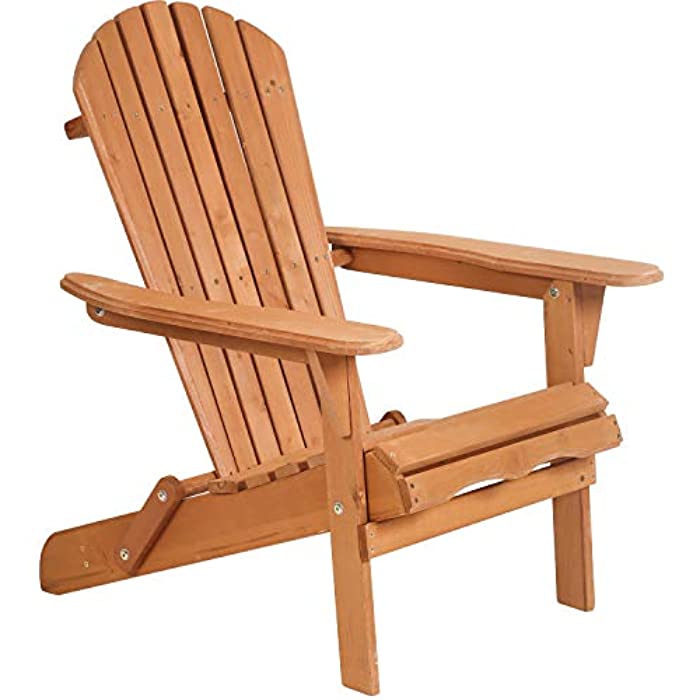 Adirondack Chair,Folding Wooden Lounger Chairï¼ŒAll-Weather Chair for Fire Pit/Garden/Fish with 250lbs Duty Ratingï¼ŒNatural