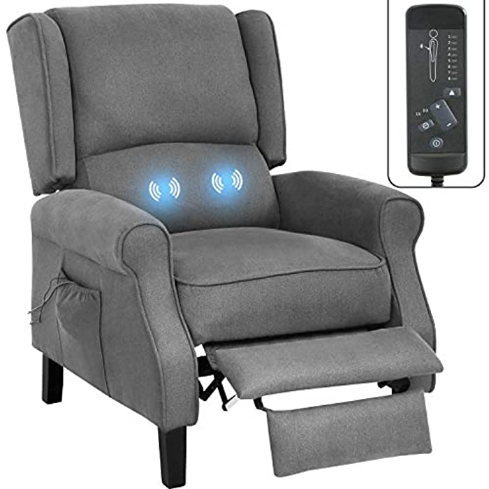 Recliner Chair Massage Recliner Winback Reclining Chair Home Theater Seating Modern Easy Lounge with Fabric Padded Seat Backrest for Living Room Sofa Single Sofa Reading Chair