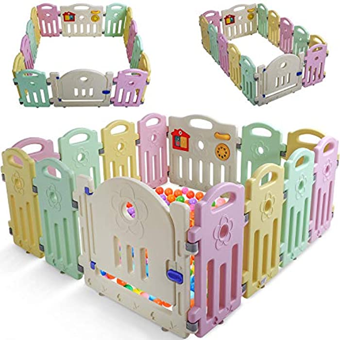 Baby Playpen for Babies Baby Play Playards 14 Panels Infants Toddler Safety Kids Play Pens Indoor Baby Fence with Activity Board