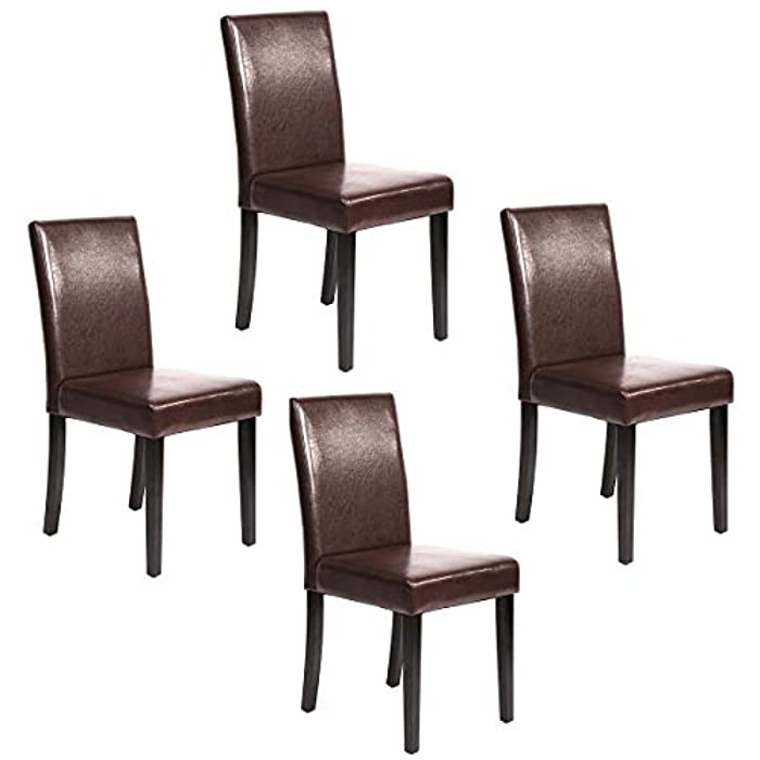 Urban Style Solid Wood Leatherette Padded Parson Dining Chairs Set Of 2 (4, Brown)