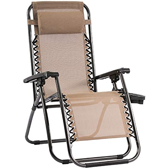 Zero Gravity Chair Patio Chairs Lounge Chaise Recliners Folding for Outdoor Yard Bench Pool Side with Pillow and Cup Holder