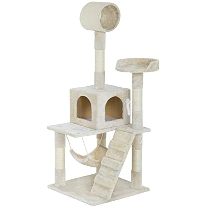 BestPet Cat Tree Tower Plush Indoor Multi-Level Cat Condo with Hammock and Scratching Post,55"