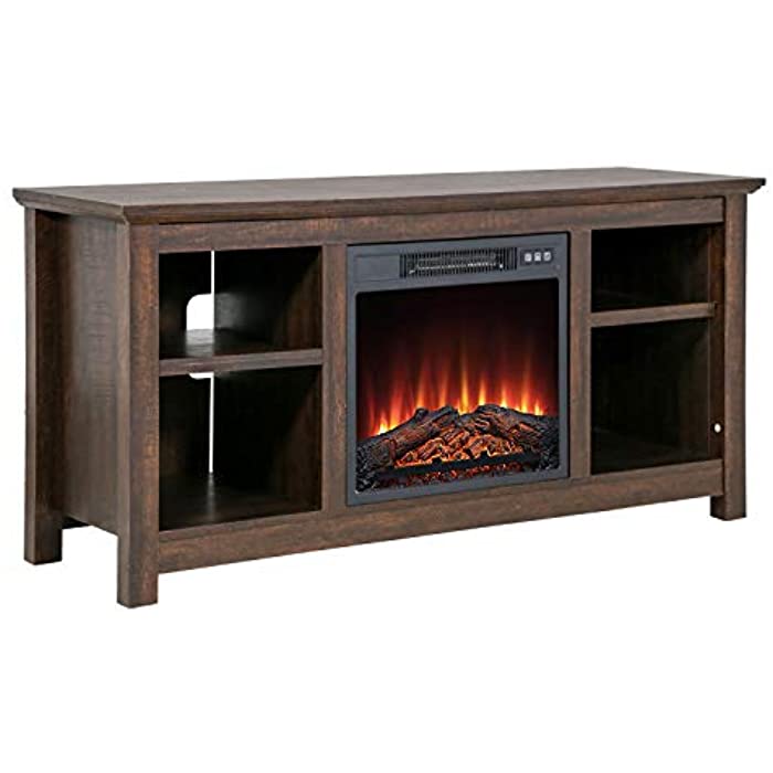 FDW TV Stand with Electric Fireplace Wood Mantel for TV Up to 52" Fireplace Television Stand Console with Media Shelves, Media Entertainment Center Fireplace Console Cabinet,750W-1400W, Espresso
