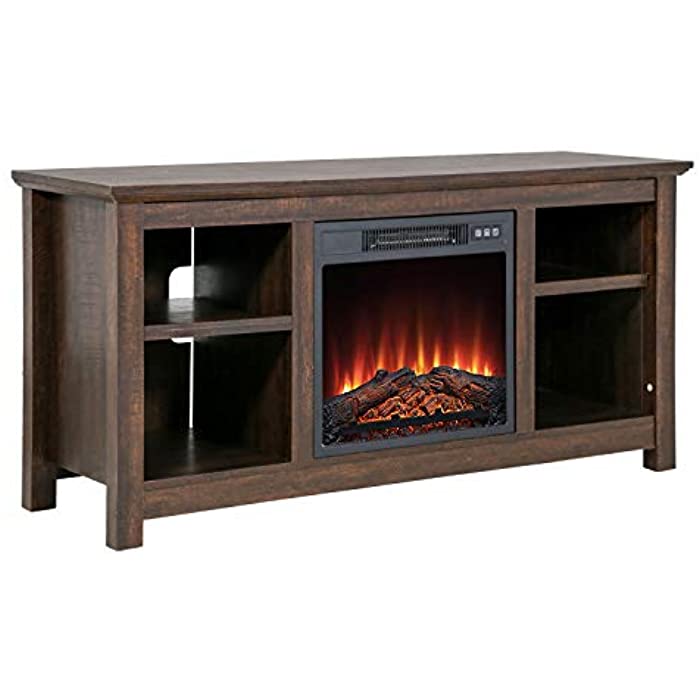 FDW TV Stand with Electric Fireplace Wood Mantel for TV Up to 52