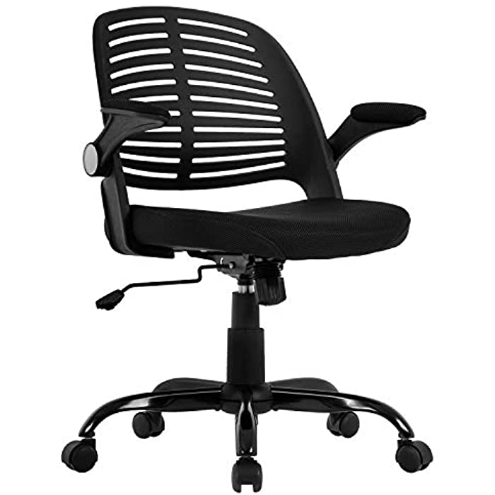 Home Office Chair, Executive Rolling Swivel Ergonomic Chair, Computer Chair with Flip Up Arms Lumbar Support Task Mesh Chair Heavy Duty Metal Base Desk Chairs,Black