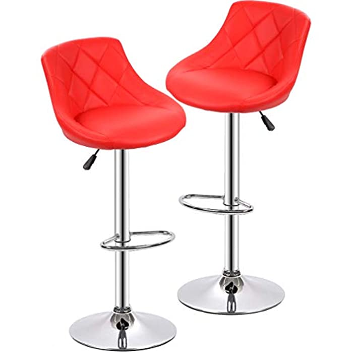 Counter Height Bar Stools Set of 2 Barstools Swivel Bar Stool Height Adjustable Bar Chairs with Back Swivel Stool PU Leather Kitchen Counter Stools Dining Bar Chairs