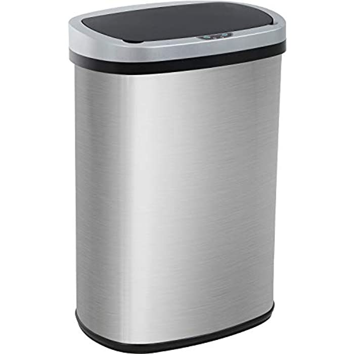 FDW Garbage Can 13 Gallon 50 Liter Kitchen Trash Can for Bathroom Bedroom Home Office Automatic Touch Free High-Capacity with Lid Brushed Stainless Steel Waste Bin