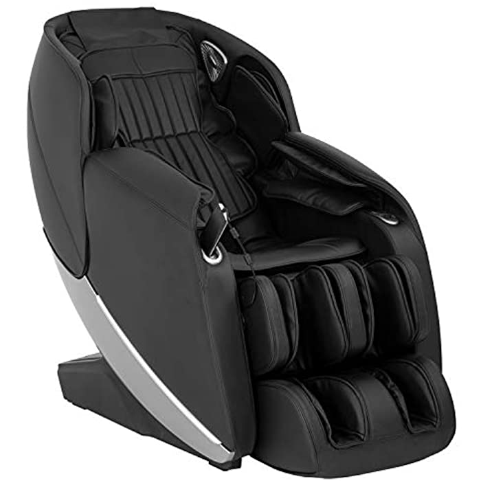 Electric Shiatsu Zero Gravity Full Body Massage Chair Recliner with Built-In Heat Therapy Foot Roller Airbag Massage System SL-Track Stretch Vibrating Wireless Bluetooth Speaker,Black