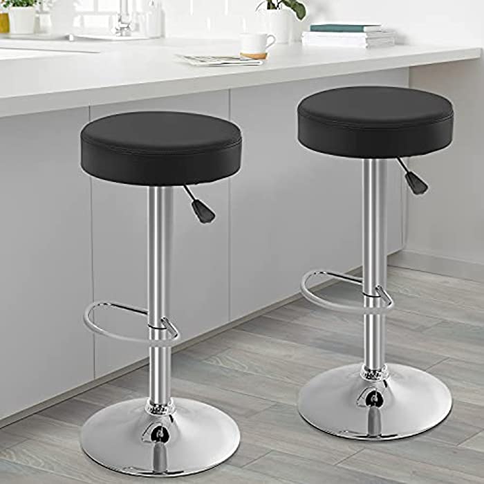 Set of 2 Barstools,Modern Bar Stool,Height Adjustable Counter Stools Bar Chairs Swivel Bar Stool PU Leather Hydraulic Dining Room Chairs Home Kitchen Stools