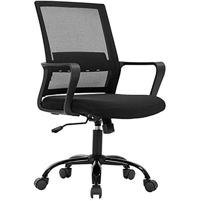 Home Office Chair Ergonomic Desk Chair Mid-Back Mesh Computer Chair Lumbar Support Comfortable Executive Adjustable Rolling Swivel Task Chair with Armrests,Black