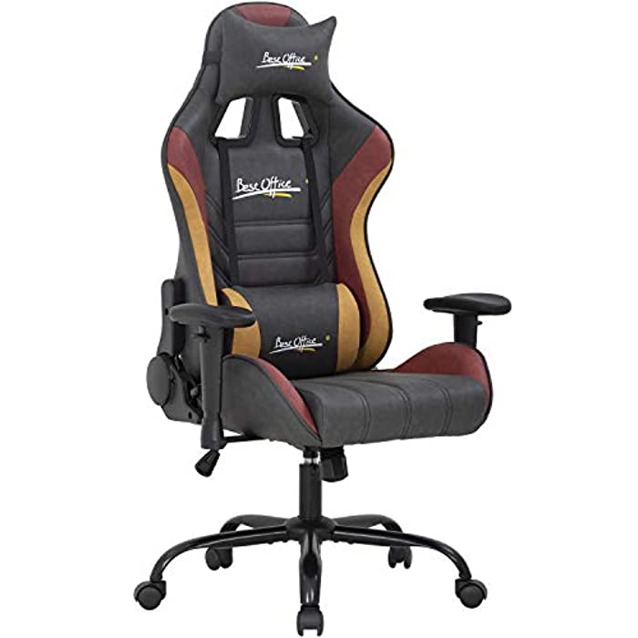 PC Gaming Chair Ergonomic Office Chair Racing Computer Chair with Lumbar Support Headrest Adjustable Armrest Rolling Swivel Desk Chair PU Leather E-Sports Task Chair