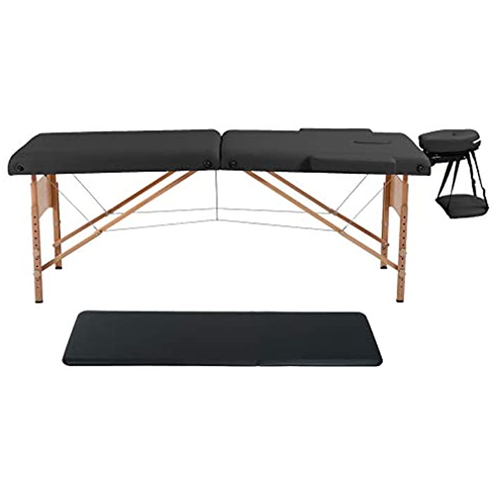 Massage Table Mat Massage Bed Anti-Fatigue Mat Spa Bed Standing Mat 73” L28”W Height Adjustable 2 Folding Portable Massage Table W/Anti-Fatigue Standing Mat(54”L 14”W3/4 Thick) Carry Case Salon Bed