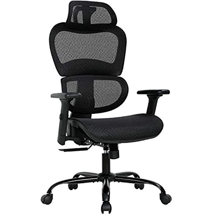 Home Office Chair Mesh Desk Chair Ergonomic Computer Chair with 3D Arms Back Lumbar Support Swivel Rolling Task Chair for Men Adults(Black)