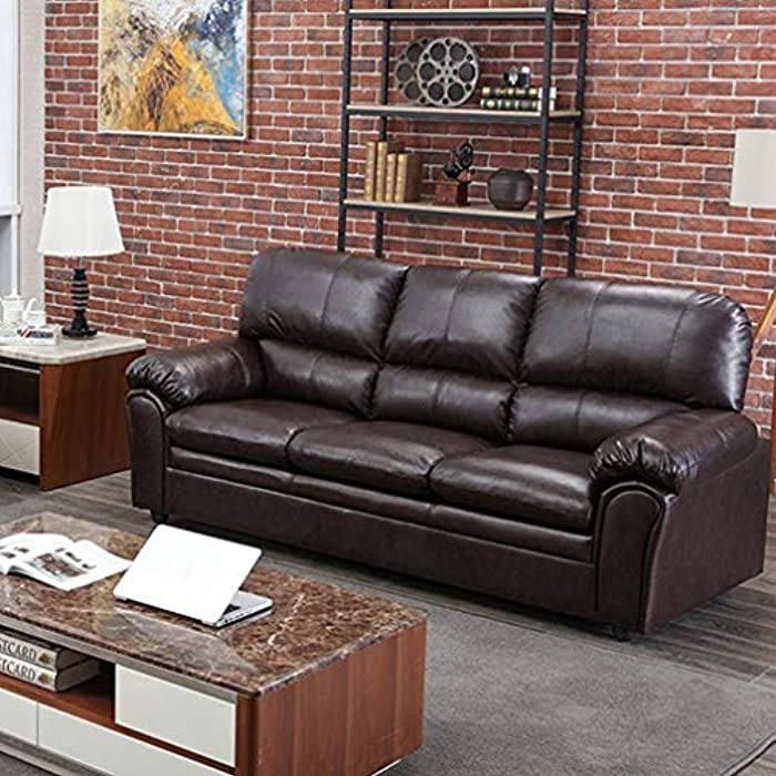 Sofa PU Leather Sofa Sleeper Sofa Contemporary Sofa Couch for Living Room Furniture Modern Futon (Three Seat)