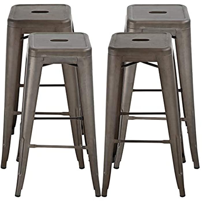 30 Inches Bar Stools Set of 4 Bar Stools Counter Height Metal Stool Patio Stool Stackable Barstools Kitchen Counter Stool Indoor/Outdoor Stool Metal Bar Stools Moden Dining Chairs