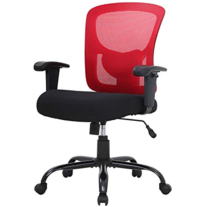 Big and Tall Office Chair 400lbs Desk Chair Mesh Computer Chair with Lumbar Support Wide Seat Adjust Arms Rolling Swivel High Back Task Executive Ergonomic Chair,Red