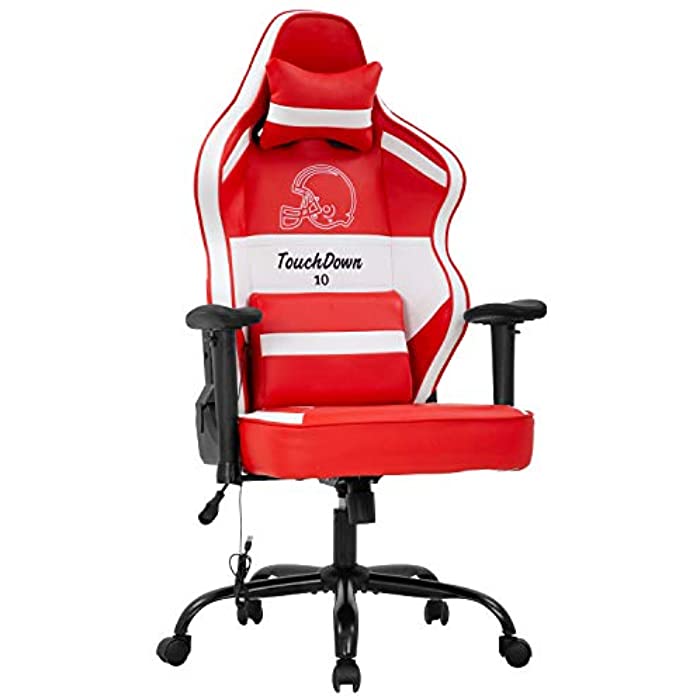 Gaming Chair Big and Tall Office Chair 500lb Wide Seat Desk Chair with Lumbar Support Headrest 2D Arms Task Swivel Ergonomic PU Adjustable Massage Racing Computer Chair for Adults (Red)