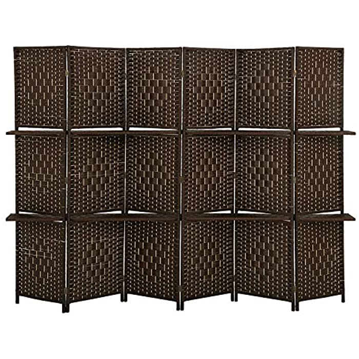 Room Divider Room Screen Divider Wooden Screen Folding Portable partition Screen Screen Wood with Removable Storage Shelves Colour Brown ,4 Panel/6 Panel (6 Panel)