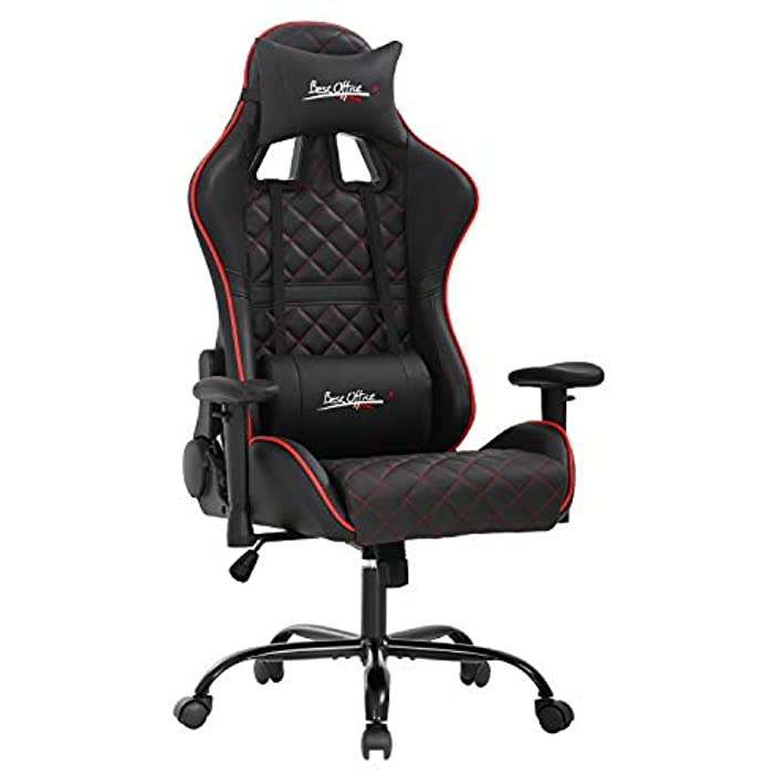 PC Gaming Chair Racing Office Chair Ergonomic Computer Chair with Lumbar Support Headrest Adjustable Armrest Home Rolling E-Sports Desk Chair Swivel Task Chair Red
