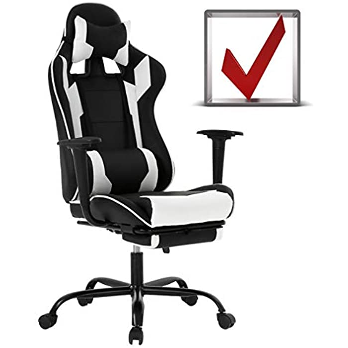BestMassage Gaming Chair Ergonomic Swivel Chair High Back Racing Chair, with Footrest, Lumbar Support and Headrest