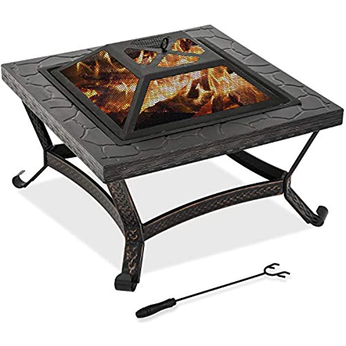 FDW Outdoor fire Pit for Wood 25" FirePit MetalFire Bowl Fireplace Backyard Patio Garden Stove with Charcoal Rack, Poker