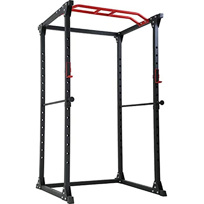 FDW Adjustable Power Cage 800lb Weight Capacity Olympic Power Rack Multi-Function Workout Station Pull-up Bar and Dip Handle Home Gym