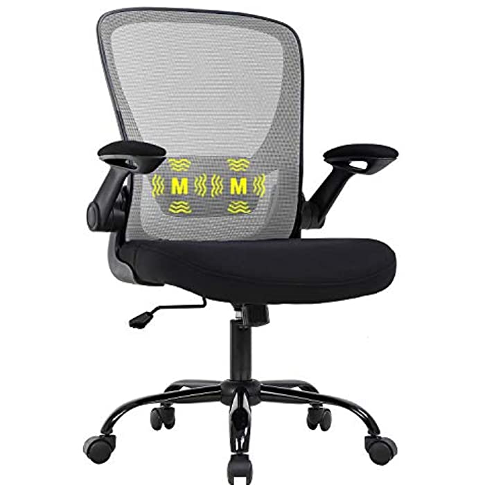 Office Chair Desk Chair Computer Chair Swivel Rolling Massage Task Chair with Lumbar Support Flip-up Arms Adjustable Mesh Ergonomic Chair for Adults(Grey)