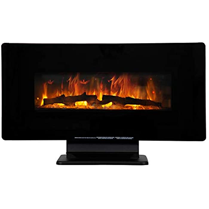 36" Electric Fireplace Free Standing Wall Mounted Fireplace Heater 750 W / 1500 W Space Heater Ultra-Thin Lightweight LED Control Panel&Crystal Options, 7 Flamer Color,CSA Approved,Black