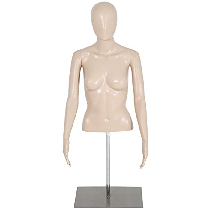 Female Male Mannequin Torso Dress Form Sewing Manikin 39-56 Inch /42-59 Inch Height Adjustable Dress Model Mannequin Display Head Dress Mannequin Clothing Form Metal Base Stand (39-56 Inch)