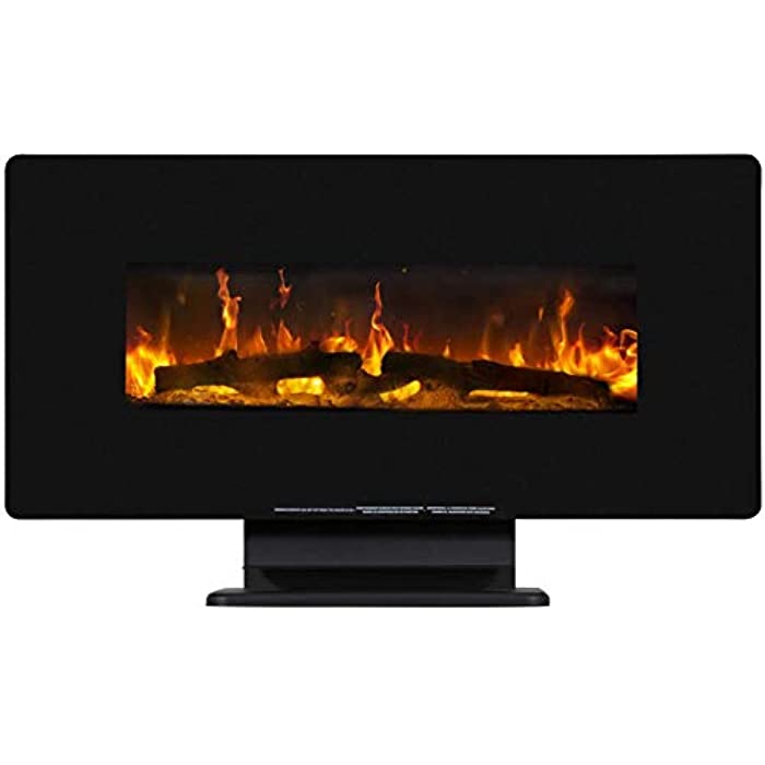 Electric Fireplace 36 inches Free Standing Wall Mounted Fireplace Heater 750 W / 1500 W Space Heater Ultra-Thin Lightweight LED Control Panel&Crystal Options, Adjustable 7 Flamer Color,CSA Approved