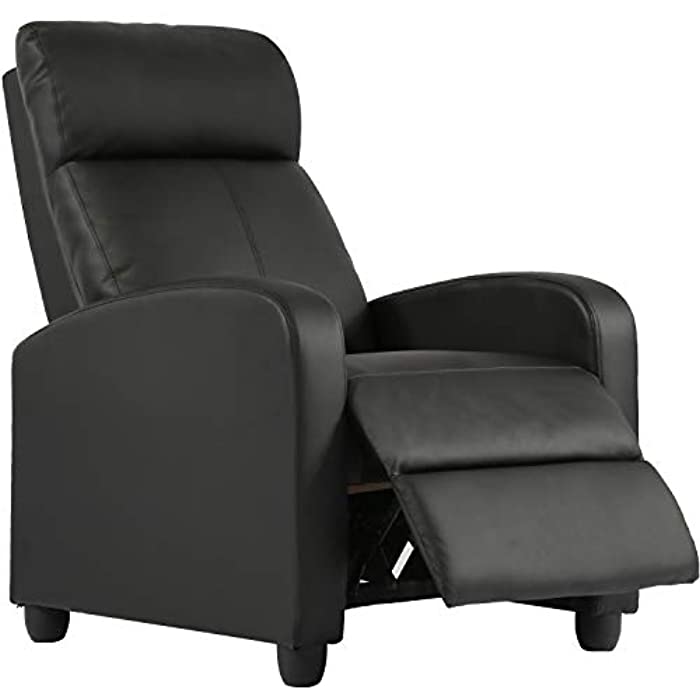 Recliner Chair for Living Room Home Theater Seating Single Reclining Sofa Lounge with Padded Seat Backrest (Black)