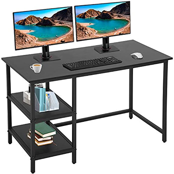 Computer Desk Office Desk 47" Gaming Desk Extra Large Black Modern Student Girl Kids Study PC Simple Executive Table Workstation for Small Space