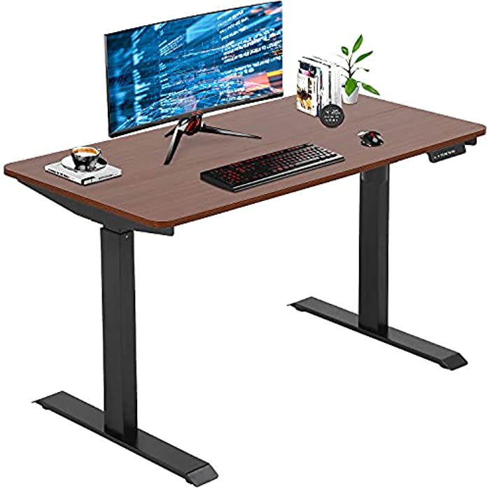 Standing Desk Converter Electric Height Adjustable Computer Desk 47.2'' Home Office Gaming Desk Writing Computer Workstation PC Simple Sit-Stand Large Working Area Modern Student Study Desk,Brown