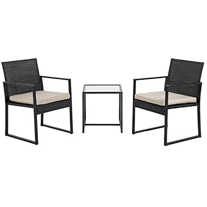 FDW Patio Bistro Set 3 Pieces Outdoor Wicker Chair Patio Rattan Furniture Wicker Conversation Sets Backyard Garden Balcony Poolside