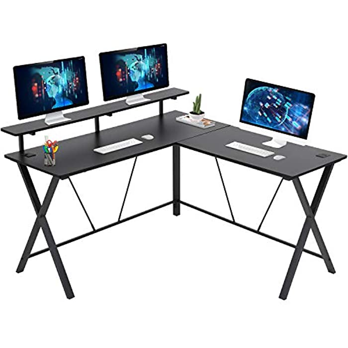 Computer Desk Gaming Desk L Shaped Desk Office Desk Study Writing Desk Kids Girl Simple Modern Ergonomic Racing Style PC Desk,Black