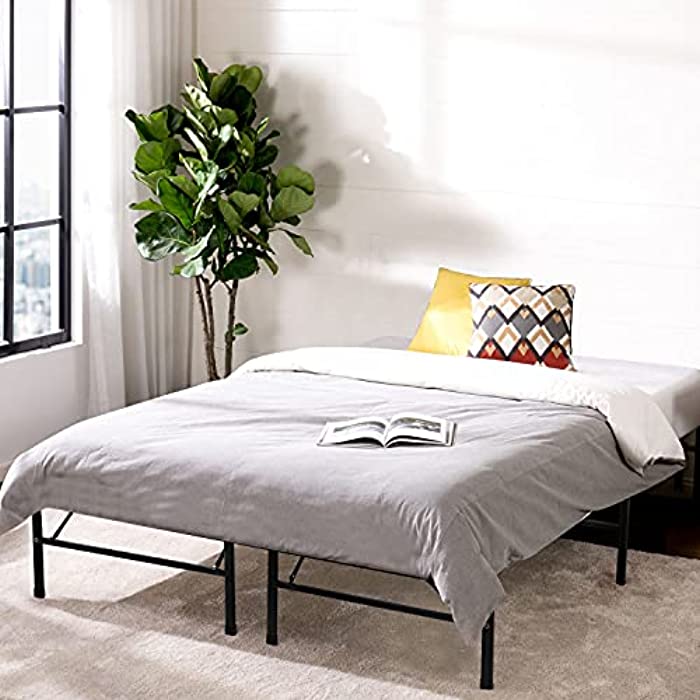 14" Metal Platform Bed Frame with Tool-Free Assembly,No Box Spring Needed,Underbed Storage,Black