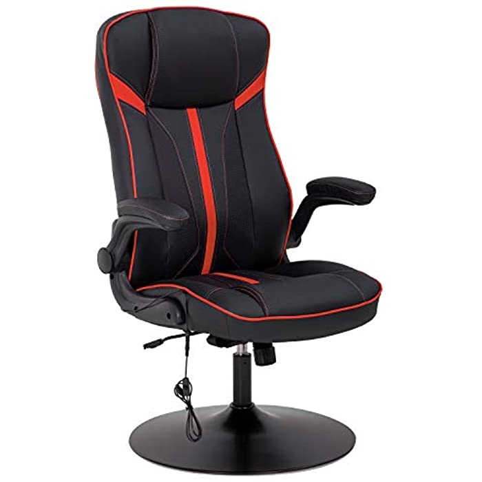 Gaming Chair Racing Office Chair Massage Desk Chair with Lumbar Support Headrest Armrest Rocker Ergonomic PU Leather Adjustable Computer Chair for Girls(Red)