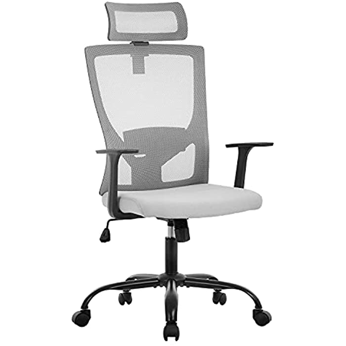 Swivel Home Office Chair Ergonomic Office Desk Chair with Adjustable Seat Height Head Pillow Breathable Mesh Backrest Firm Arm Rests Mesh Chair for Resting and Working