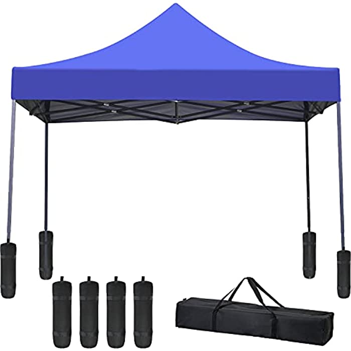 10 x 10ft Pop Up Canopy Tent,Party Tent,Patio Ez Up Canopy Sun Shade Wedding Instant Folding Protable Better Air Circulation Outdoor Gazebo with Removable Sunwall and Backpack Bag (Blue)