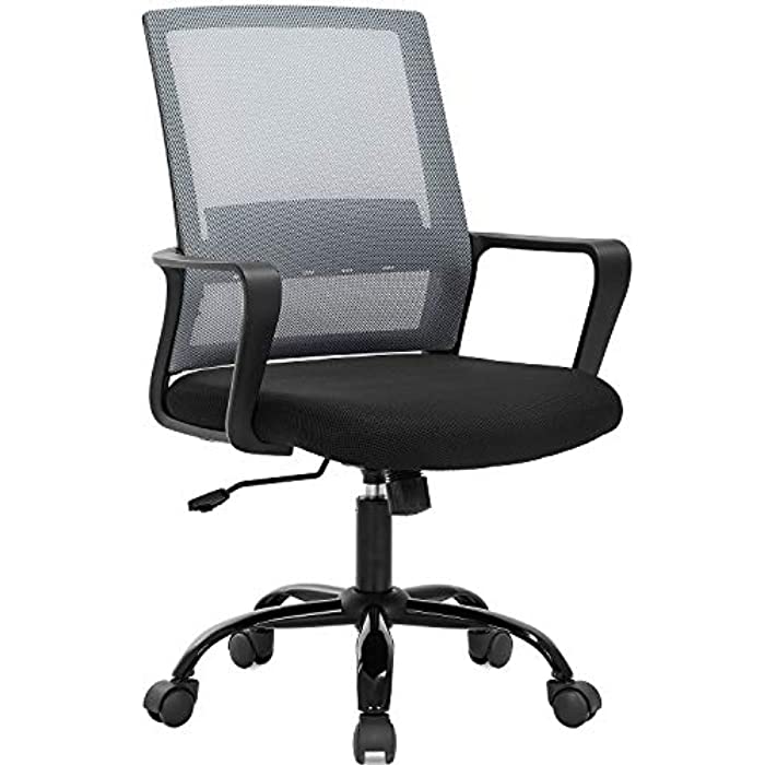PayLessHere Ergonomic Office Chair Desk Computer Mesh Executive Task Swivel Rolling Gaming Modern Height Adjustable with Mid Back Lumbar Support Armrest for Home Women Men, Grey