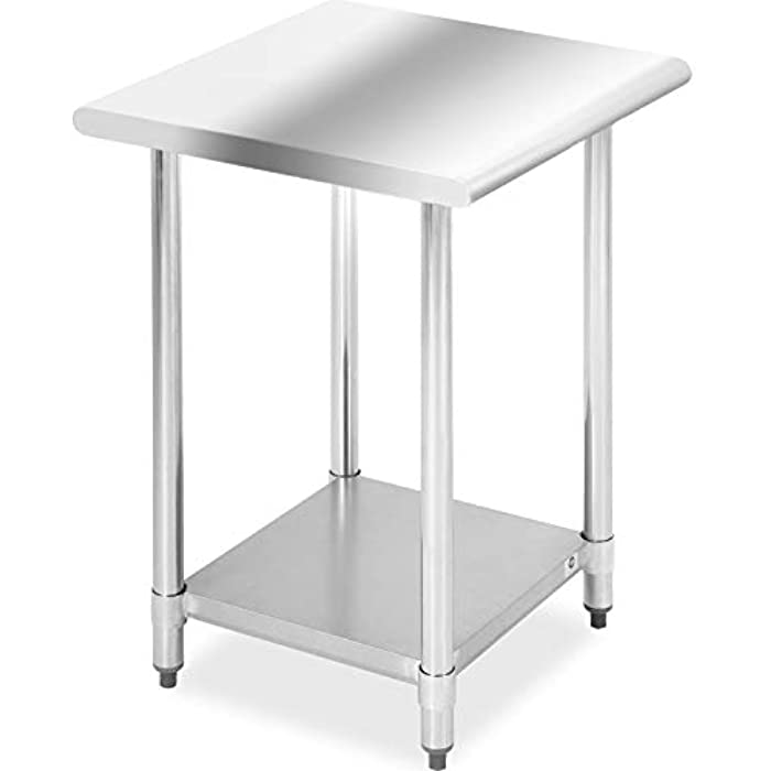 Stainless Steel Work Table Metal Utility Table Commercial Kitchen NSF with Adjustable Table Toot,24Wx24L