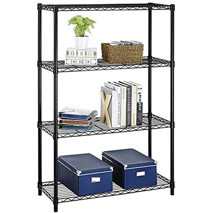 Wire Shelving Unit Heavy Duty Height Adjustable NSF Certification Utility Rolling Steel Commercial Grade with Wheels for Kitchen Bathroom Office (Black, 36" Lx14 Wx54 H)