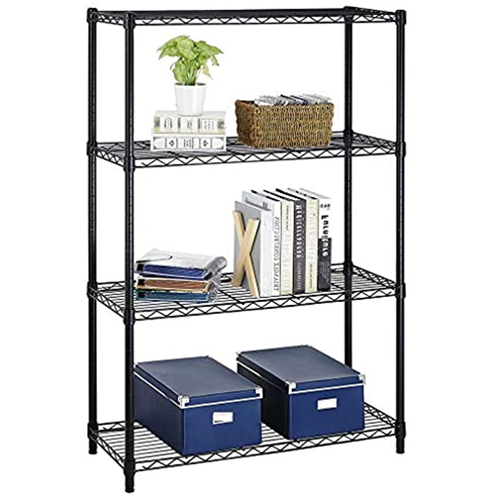 Wire Shelving Unit Heavy Duty Height Adjustable NSF Certification Utility Rolling Steel Commercial Grade with Wheels for Kitchen Bathroom Office (Black, 36