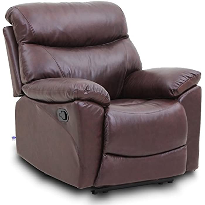 VH FURNITURE Top Grain Leather Reclining Sofa 1 seat Traditional and Classical Type in Brown