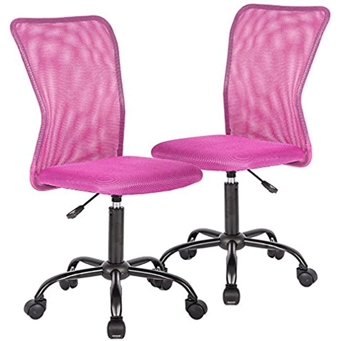 Mid Back Mesh Ergonomic Computer Desk Office Chair, Pink 2 Pack