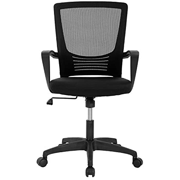 Home Office Chair Ergonomic Desk Chair Mesh Computer Chair Lumbar Support Modern Executive Adjustable Rolling Swivel Chair Comfortable Mid Black Task Chair, Black