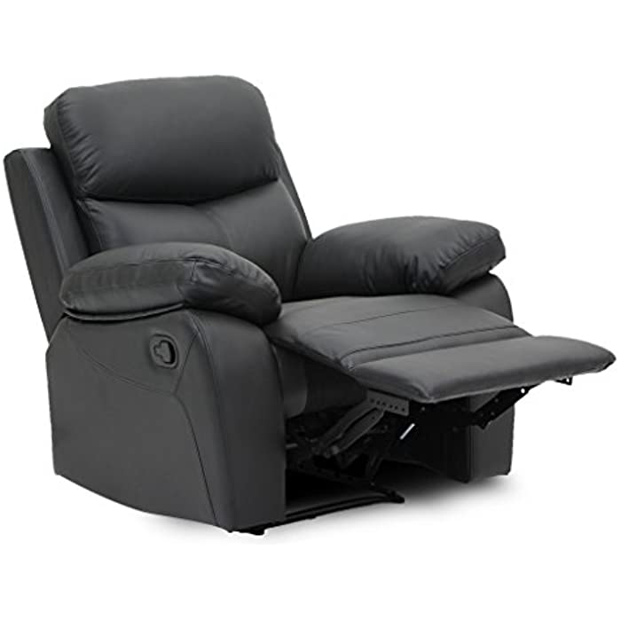 VH FURNITURE Sofa Recliner 1 Single Seat Top Grain Leather in Black
