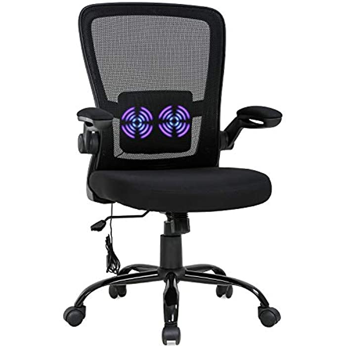 Home Office Chair Ergonomic Desk Chair Massage Computer Chair Swivel Rolling Executive Task Chair with Lumbar Support Arms Mid Back Adjustable Mesh Chair for Women Adults,Black
