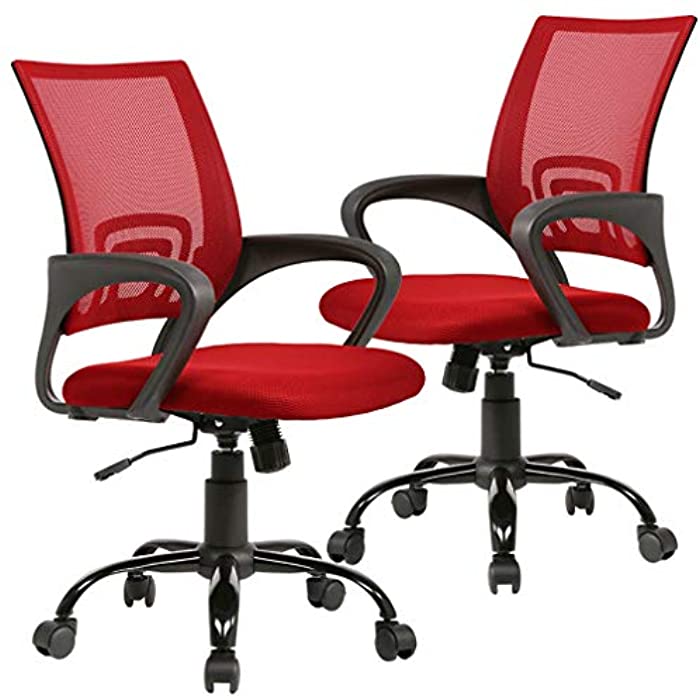 Mid Back Mesh xmOAx Ergonomic Computer Desk Office Chair, Red, 2 Pack